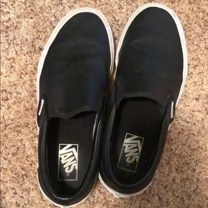 Black vans perf-leather slip ons